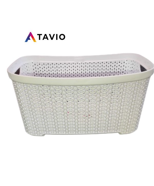 Koszyk prostokątny "KNIT" 12 l biały