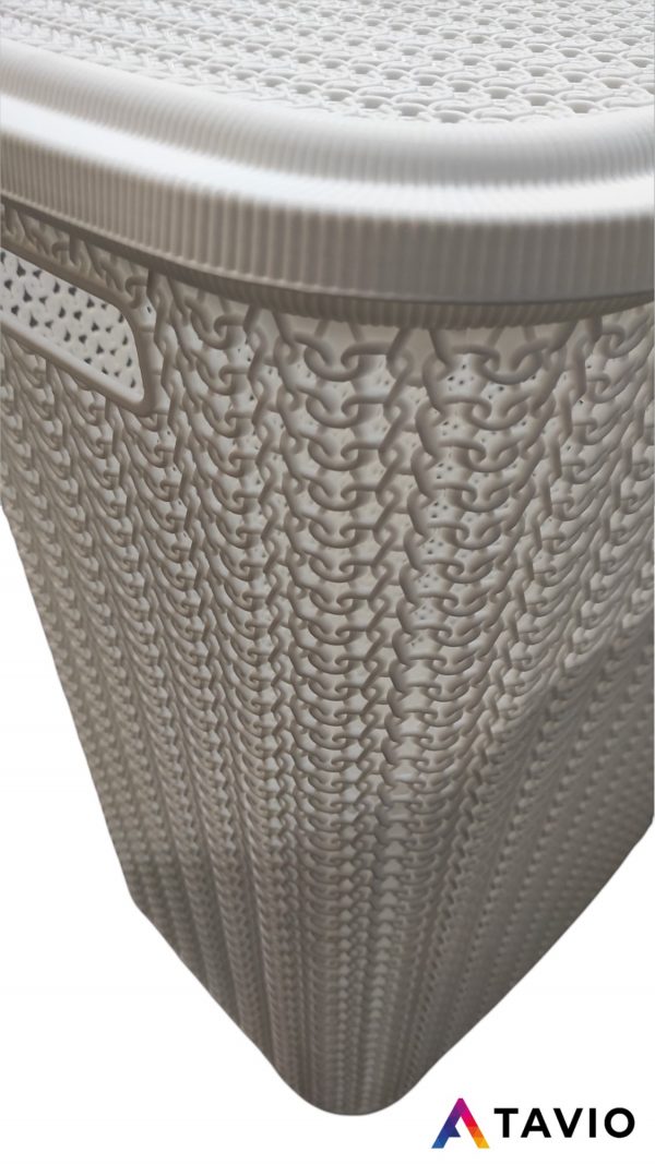 Kosz na bieliznę "KNIT" pojemność 65 l biały - obrazek 2