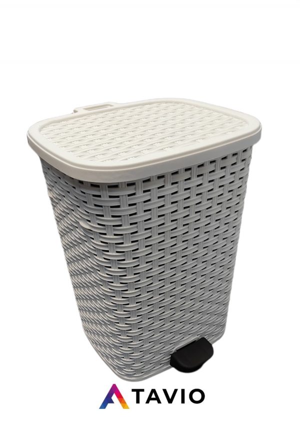 Pojemnik/kosz "RATTAN" z pedałem 6L - biały