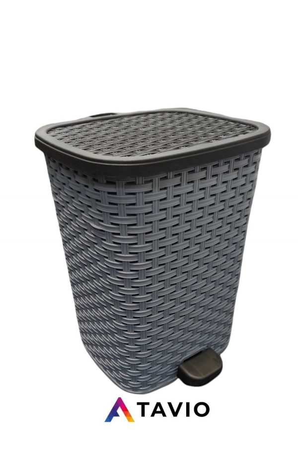Pojemnik/kosz "RATTAN" z pedałem 6L - szary