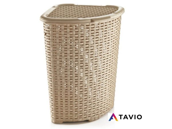 Kosz na bieliznę rogowy "RATTAN" pojemność 52L beżowy