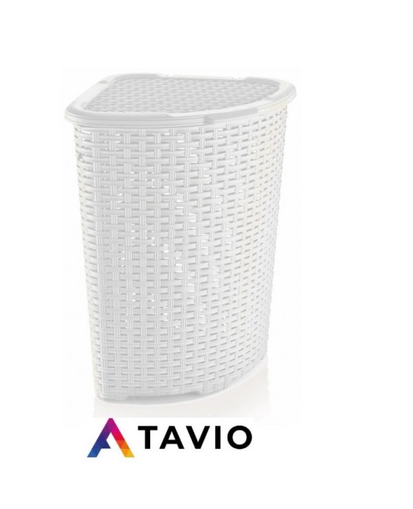 Kosz na bieliznę rogowy "RATTAN" pojemność 52L biały