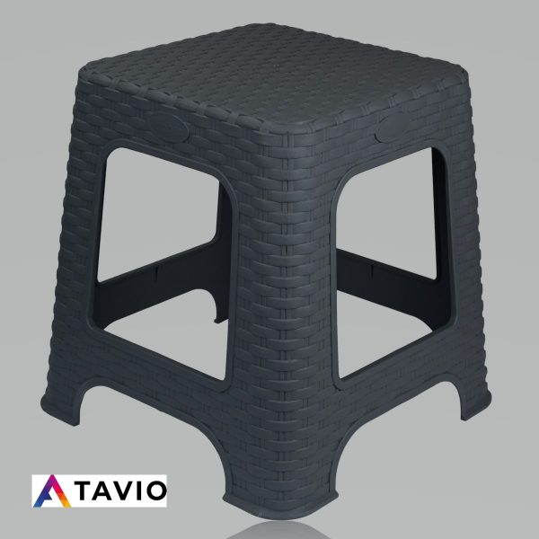 Taboret "RATTAN" szary kwadratowy