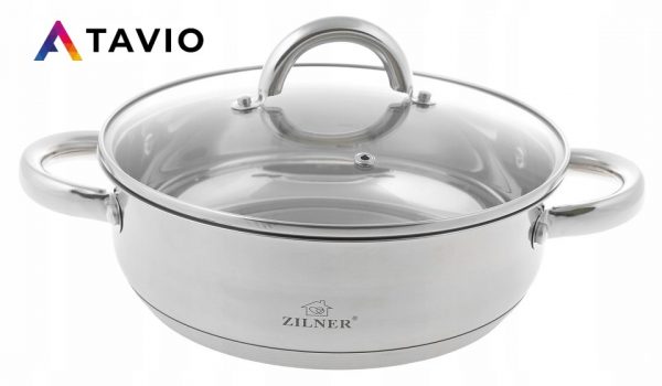 Garnek "PŁASK" stal nierdzewna niski 22 cm