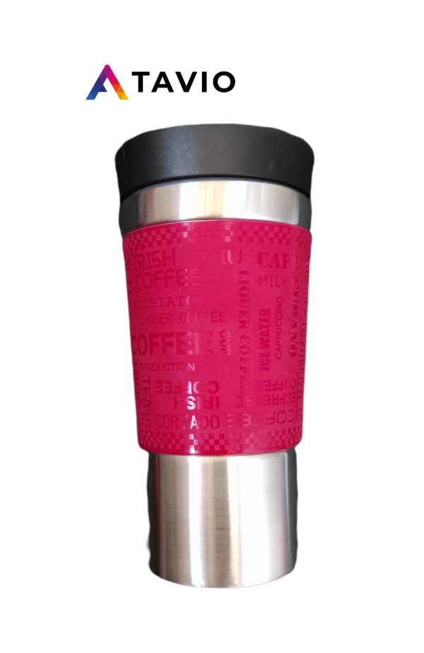 Kubek termiczny "TUBA" stal nierdzewna czerwony 380 ml