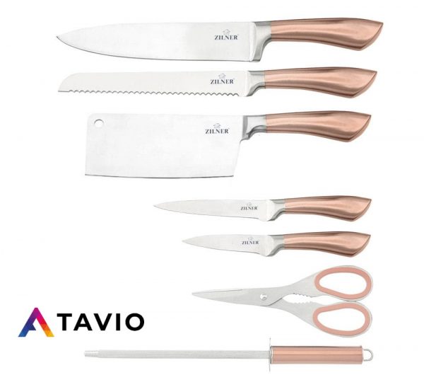 Noże na stojaku obrotowym EH6538 złote "ROSE GOLD" - obrazek 2