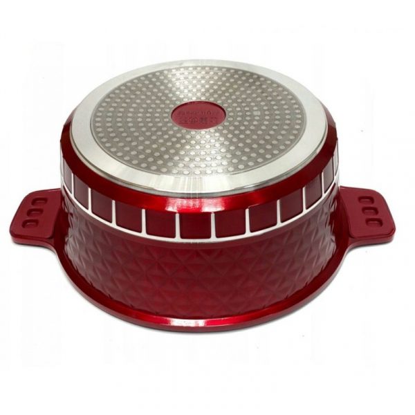 Garnki "ŁAMANE" ceramiczno-marmurkowe czerwone ZL8512 - obrazek 3