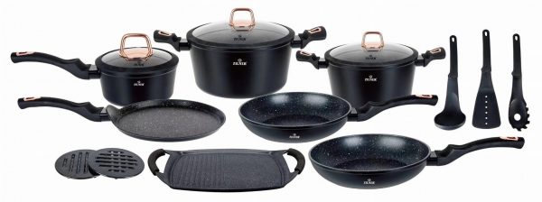 Garnki ceramiczno-marmurkowe "LUX" czarne ZL8593